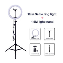 Load image into Gallery viewer, Video Light Dimmable LED Selfie Ring Light USB ring lamp Photography Light with Phone Holder 2M tripod stand for Makeup Youtube
